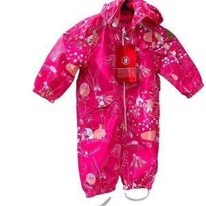 New 9-12 month Reima Baby girl rain snowsuit hooded